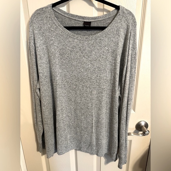 Free Press Crew Neck Sweater with Relaxed Fit, Heather Gray, Size Large - Picture 1 of 5